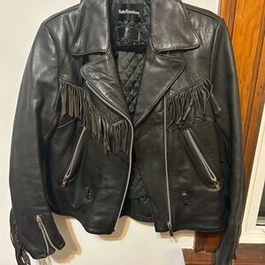 Harley-Davidson Black Leather Fringe Jacket